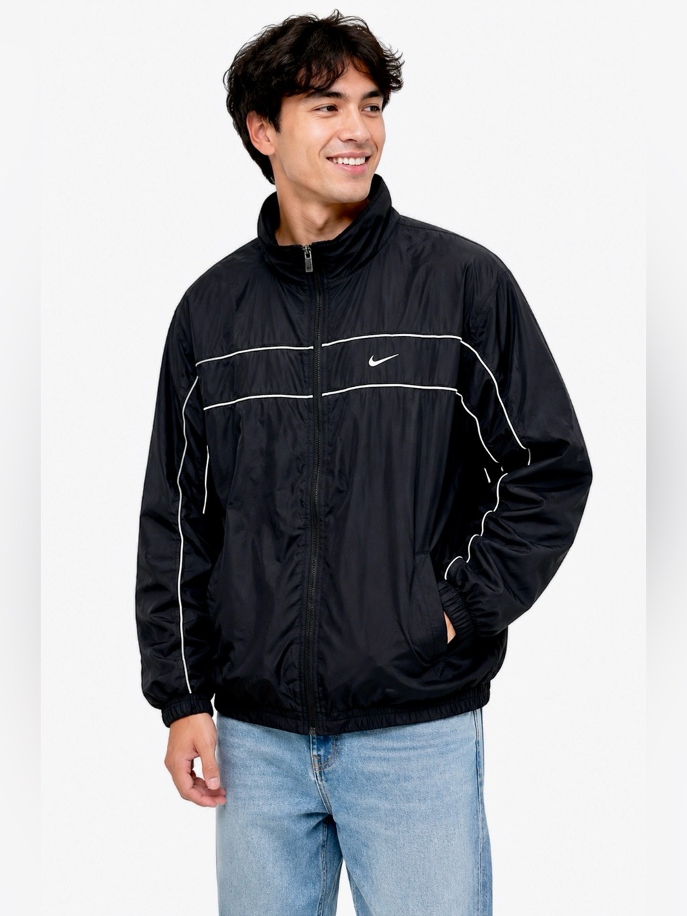 Vintage Nike Silver Tag Y2K Pinstripe Windbreaker - XL - Gorpcore Vibe - Grail